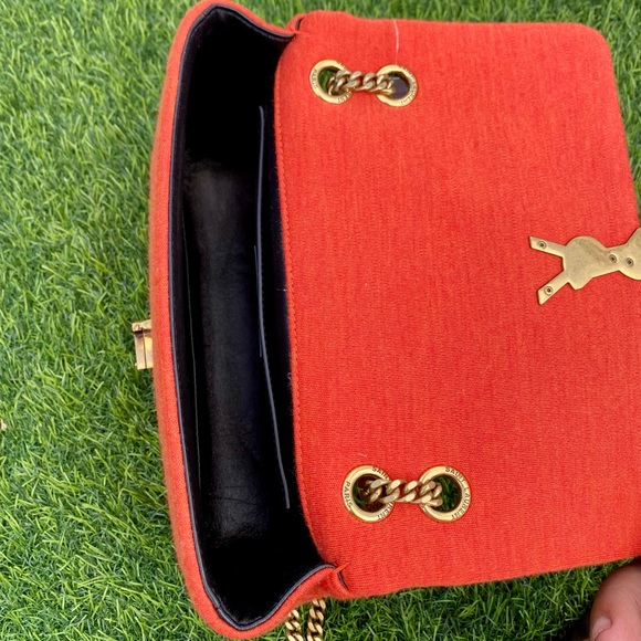 SAINT LAURENT JAMIE MEDIUM BAG IN QUILTED ORANGE JERSEY W/GOLD YSL HARDWARE NEW! - Picture 11 of 16